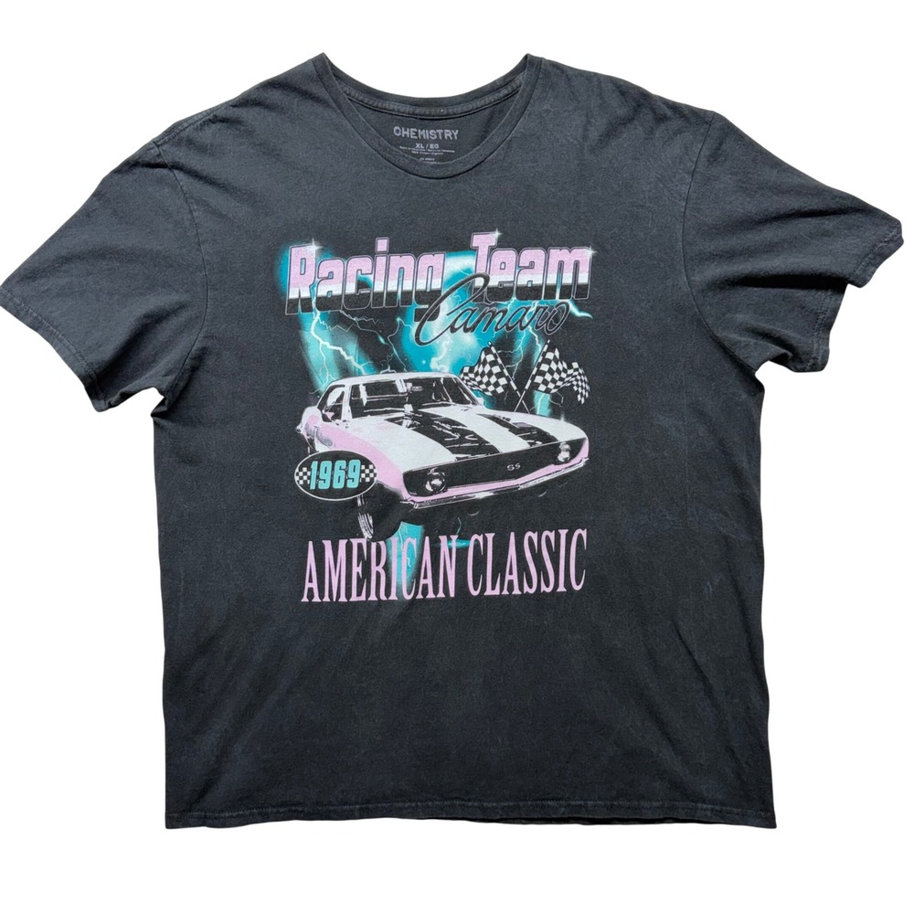 Chemistry 1969 Camaro Racing Team American Classic Graphic T-Shirt Mens XL Black